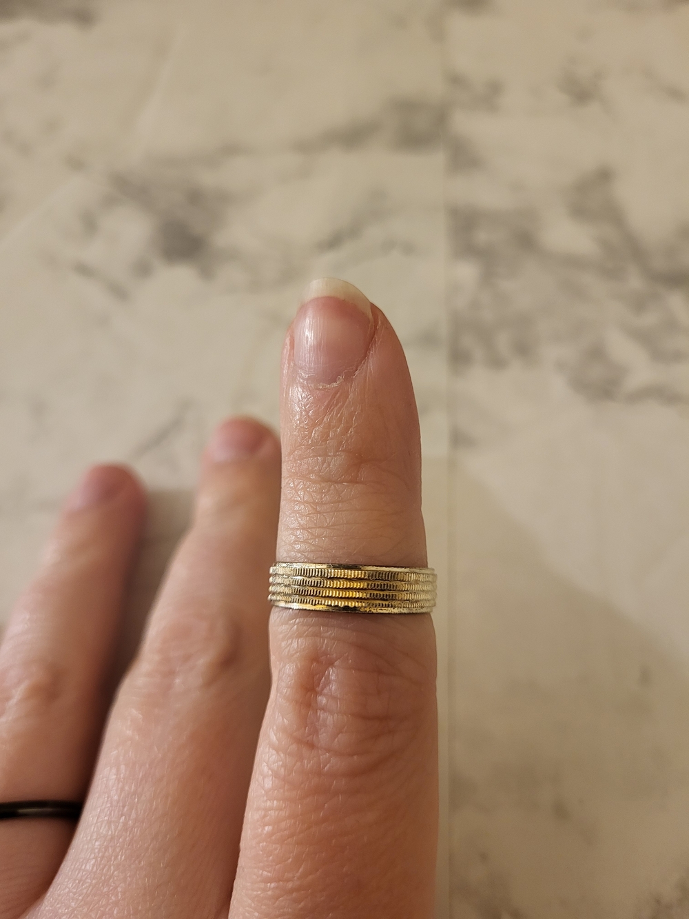 Gold Tone Stacked Ribbed Band Ring - Women's Fashion Jewelry